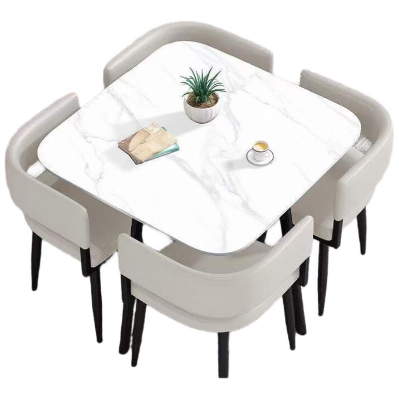 戴劲洽谈桌简约奶茶店桌椅组合休息区谈判桌会客接待桌方桌组合六