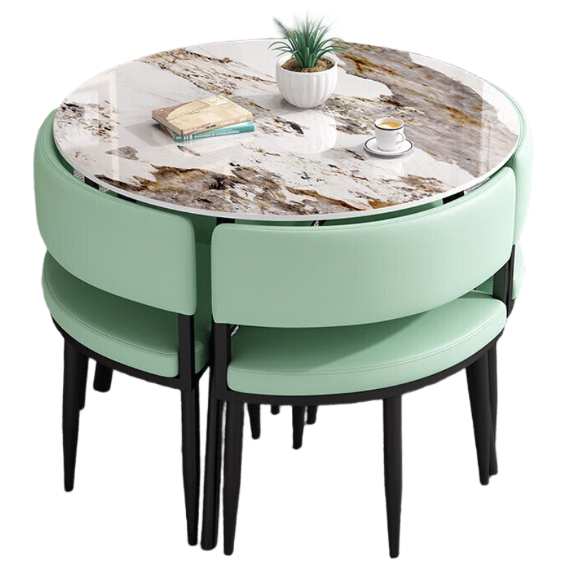 锦北洽谈桌简约奶茶店桌椅组合休息区谈判桌会客接待桌圆桌组合五