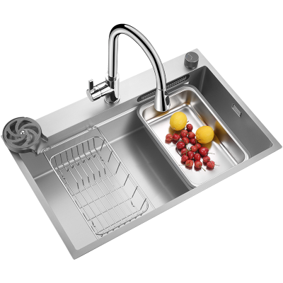 欧琳水槽单槽手工纳米瀑布水槽304不锈钢洗菜盆厨房家用洗碗槽池9157