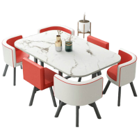 戴劲洽谈桌休息区谈判桌北欧风会客接待桌简约奶茶店桌椅组合红白皮