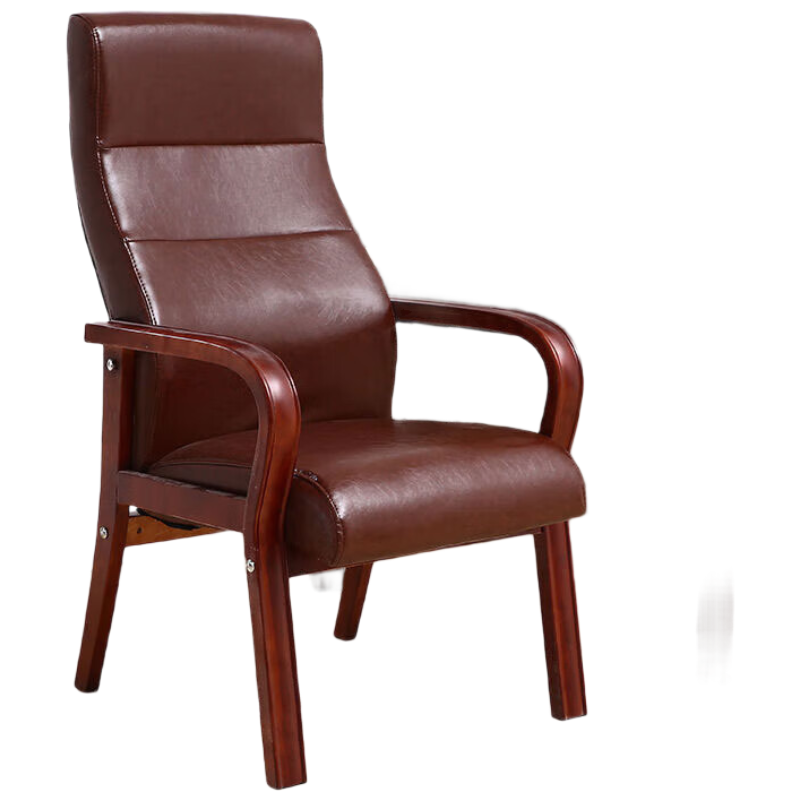 锦北实木电脑椅会议椅皮革办公椅人体工学椅职员椅老板椅016棕色仿皮