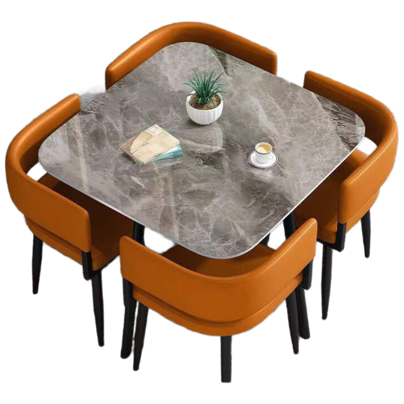 戴劲洽谈桌简约奶茶店桌椅组合休息区谈判桌会客接待桌方桌组合七