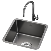 欧琳(OULIN) 黑色石英石水槽单槽台下盆厨房洗菜盆黑色洗菜池S102-01_560*445mm