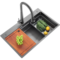 欧琳水槽大单槽厨房手工304不锈钢纳米洗菜盆家用加厚洗碗槽9158