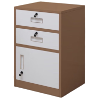 戴劲铁皮文件柜矮柜办公室储物柜档案资料柜桌下抽屉柜咖白二斗