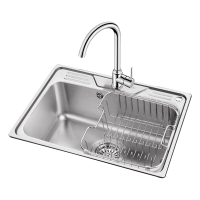 欧琳(OULIN)水槽大单槽台下阶梯盆304不锈钢洗菜盆一体盆OLWGV9102