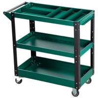 晋舰三层手推车维修车间收纳零件车加厚移动绿色工具推车+四个分隔片