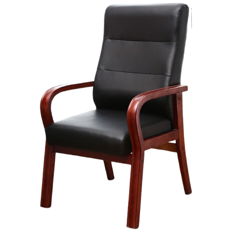 锦北实木电脑椅会议椅皮革办公椅家用人体工学椅职员椅老板椅018PU皮