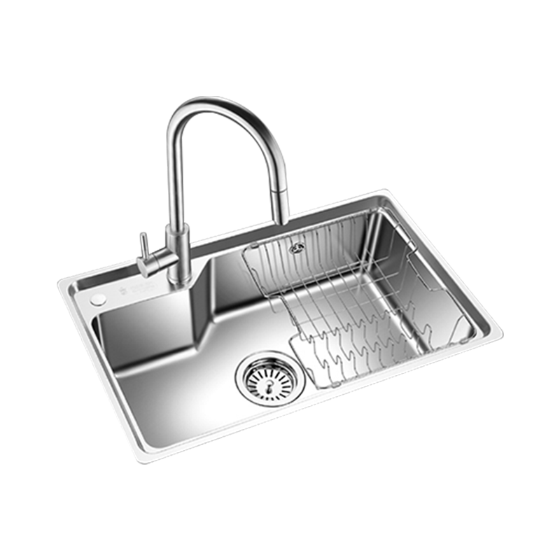 欧琳水槽J312大单槽304不锈钢洗菜盆加深单槽左龙头厨房洗碗池台下盆730mmx450mm