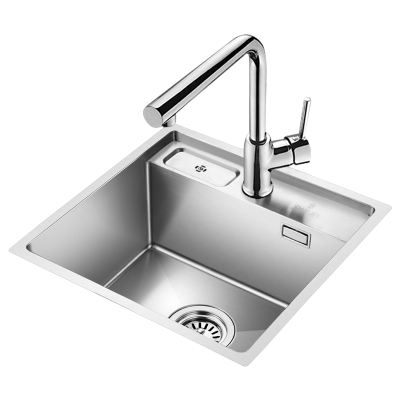 欧琳水槽9112吧台水槽单槽加厚304不锈钢手工小单槽厨房洗菜盆吧台台中盆440mm*440mm*210mm手工小水槽