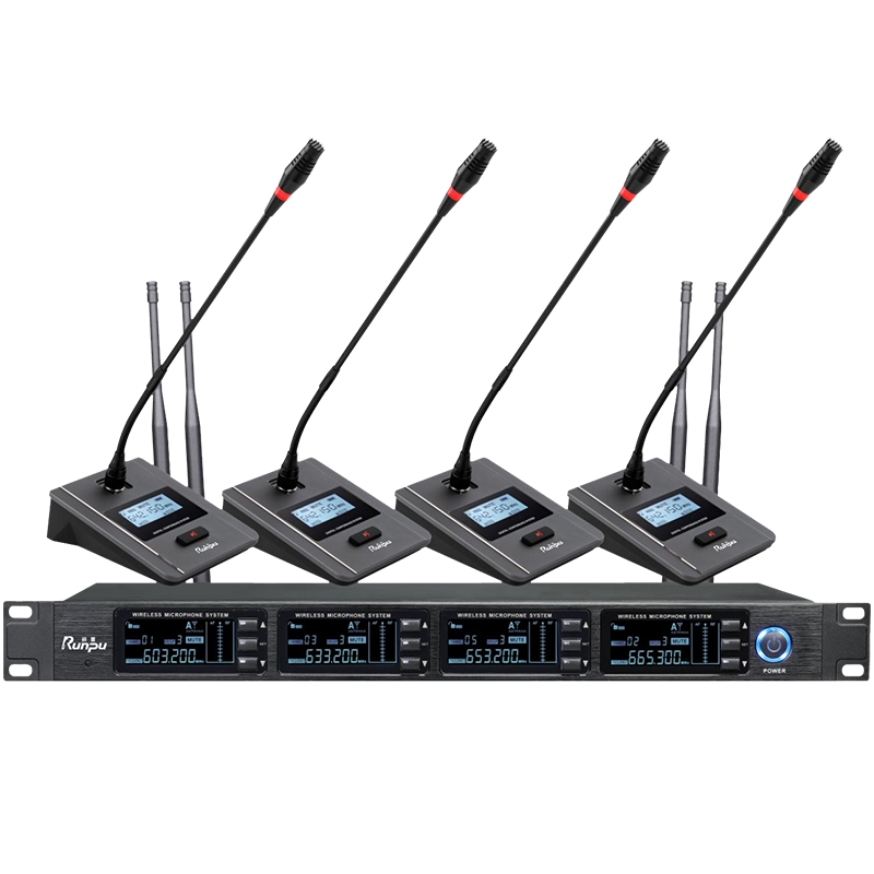润普Runpu会议音频扩声系统 专业无线一拖四鹅颈麦克风话筒 UHF红外对频RP-SU54E