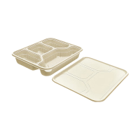 海亚森A1034玉米淀粉可降解一次性四格餐盒 1250ml 200套/箱