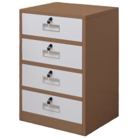 锦北铁皮文件柜矮柜办公室储物柜档案资料柜桌下抽屉柜咖白四斗