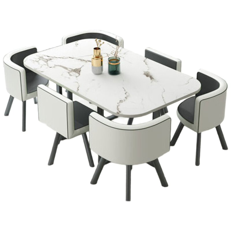 锦北洽谈桌休息区谈判桌北欧风会客接待桌简约奶茶店桌椅组合内黑皮