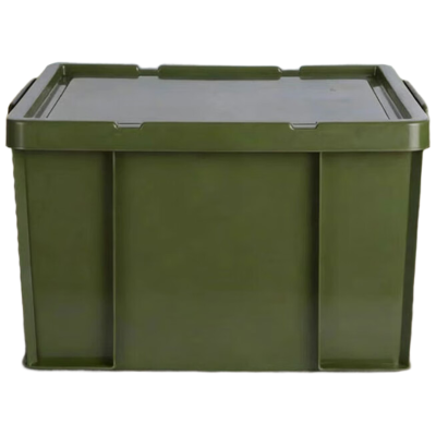 戴劲塑料储物箱加厚收纳箱塑料整理箱带盖新军绿色615*425*345mm