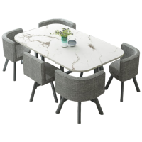 戴劲洽谈桌休息区谈判桌北欧风会客接待桌简约奶茶店桌椅组合灰布