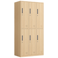 锦北钢制仿木纹转印更衣柜员工宿舍铁皮衣柜鞋柜办公室储物柜六门A款