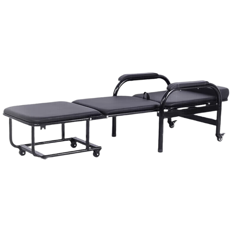 锦北护理椅多功能两用诊所椅输液陪护折叠床 折叠床护理椅-全黑免安装