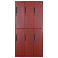 锦北钢制仿木纹转印更衣柜员工宿舍铁皮衣柜鞋柜办公室储物柜六门B款