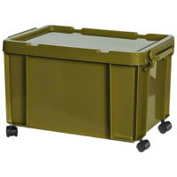 晋舰塑料储物箱加厚收纳箱塑料整理箱带盖军绿色带轮520*380*320mm