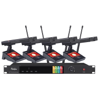 润普Runpu会议音频扩声系统 双杆方杆真分集+UHF专业无线一拖四红外对频鹅颈麦克风话筒RP-SU104FSG