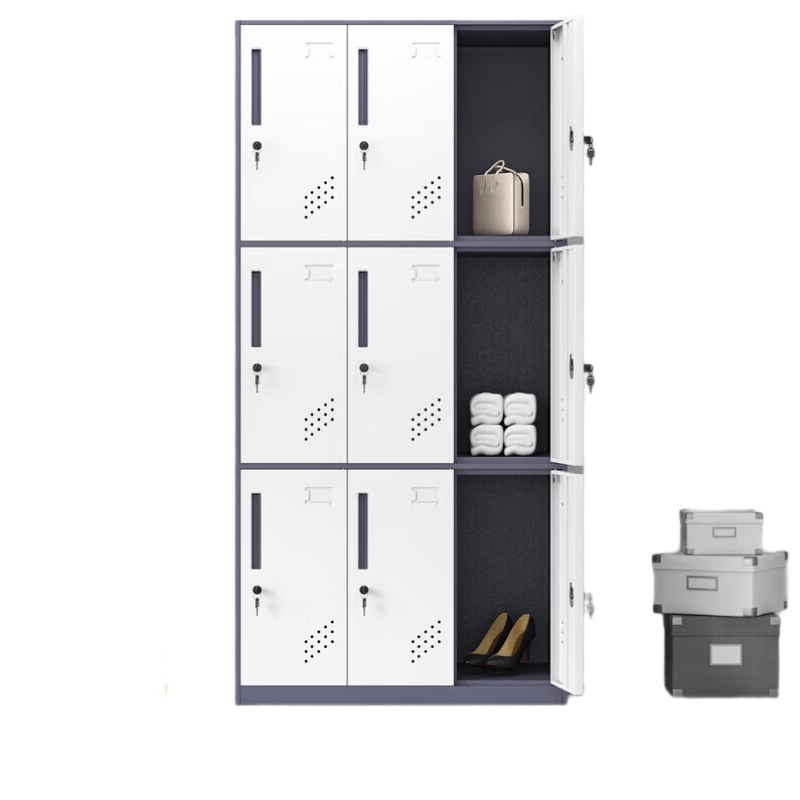 晋舰钢制拆装更衣柜员工宿舍铁皮衣柜车间鞋柜办公室储物柜灰白九门