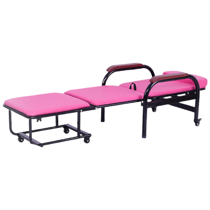 戴劲护理椅多功能两用诊所椅输液陪护折叠床 折叠床护理椅-粉黑免安装