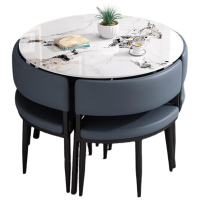 戴劲洽谈桌简约奶茶店桌椅组合休息区谈判桌会客接待桌圆桌组合六