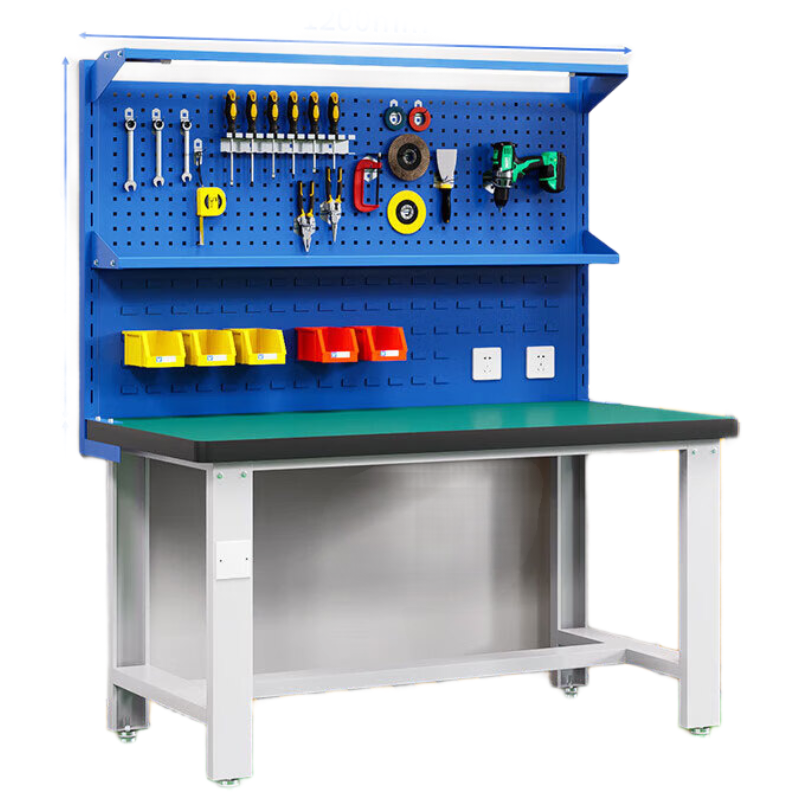 晋舰重型防静电工作台操作台钳工台车间多功能维修桌1.2米单桌+双挂板