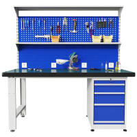 晋舰重型防静电工作台操作台车间多功能钳工检验台1.8米偏抽柜+双挂板