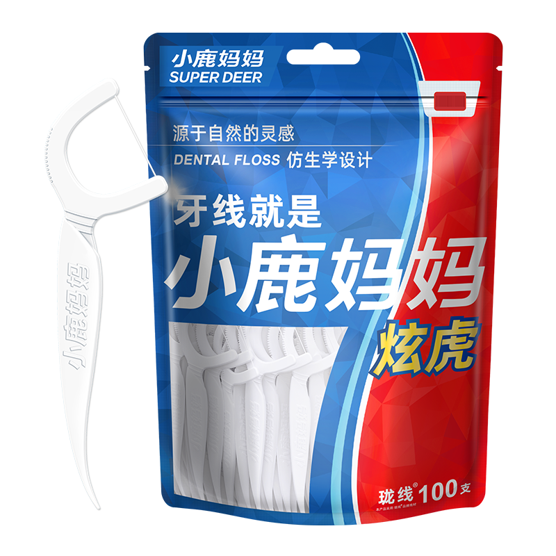 小鹿妈妈炫虎牙线棒8袋800支 (送随身盒)