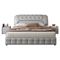 意式真皮床轻奢现代简约双人床主卧室家用储物床小户型软包大婚床