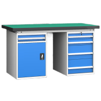 晋舰重型防静电工作台操作台钳工台车间多功能检验台2.1米五抽一门