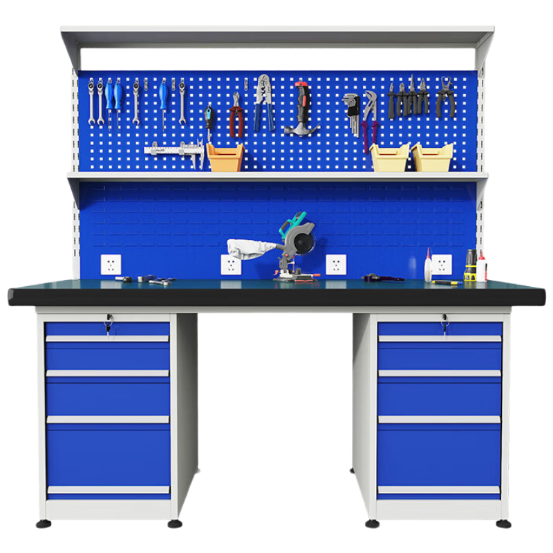 晋舰重型防静电工作台操作台车间多功能钳工维修桌1.5米双四抽+双挂板