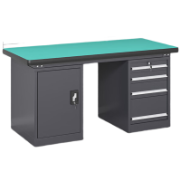 锦北重型防静电工作台钳工台维修间操作台检验台1.5米四抽一门工业灰