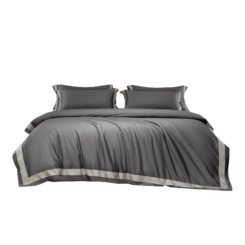 伊伊爱高密缇芙拼角长绒棉四件套 深灰