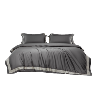 伊伊爱高密缇芙拼角长绒棉四件套 深灰
