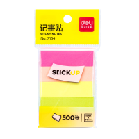 得力7154纯优荧光记事贴50*15mm100张 混色 12袋/盒