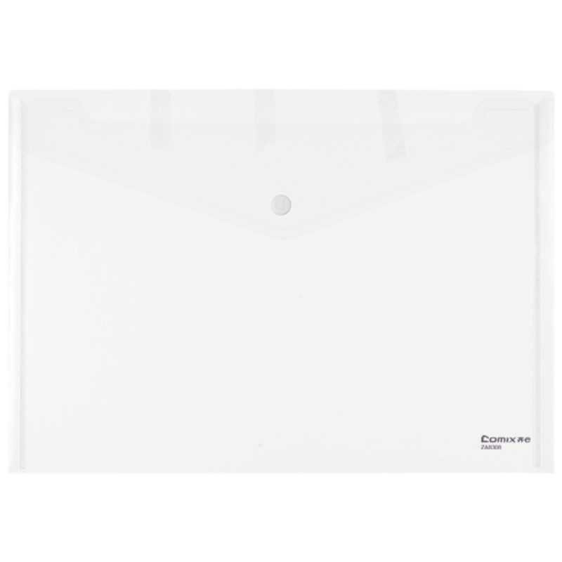 齐心 ZA0010防反光 按扣文件袋 A4 10个/套 透明 1套装