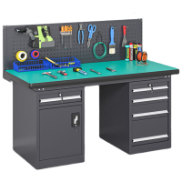 锦北重型防静电工作台钳工台维修间操作台1.8米五抽一门+单挂板工业灰