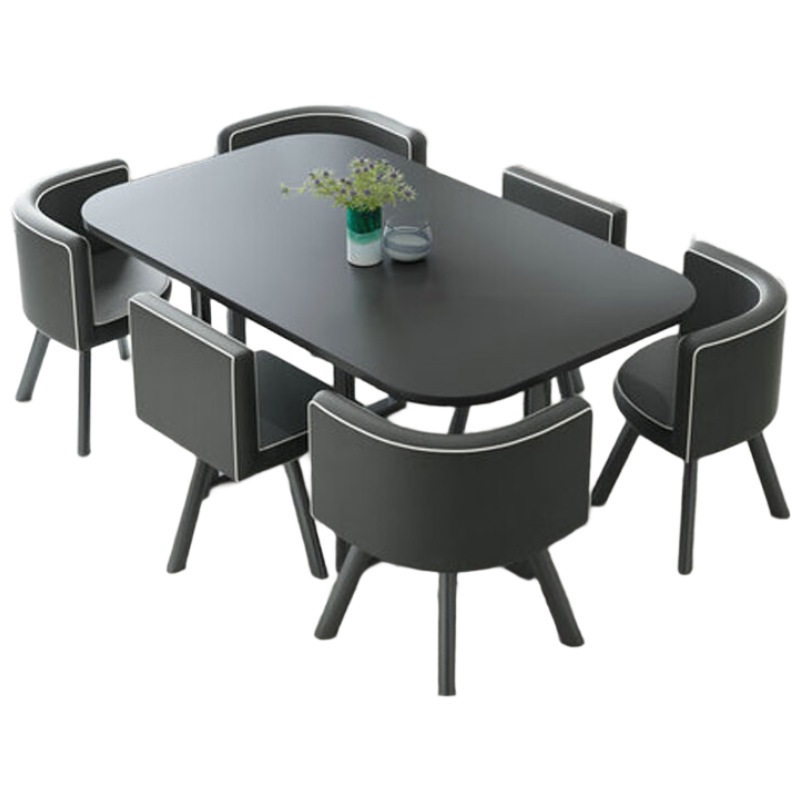 晋舰洽谈桌休息区谈判桌北欧风会客接待桌简约奶茶店桌椅组合黑白皮