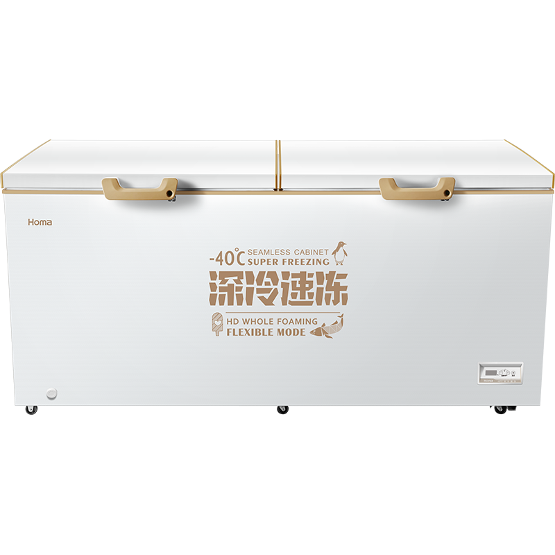 奥马708升商用冷柜冰柜 电脑控温大容量卧式冷柜BC/BD-708EMBF深冷棕