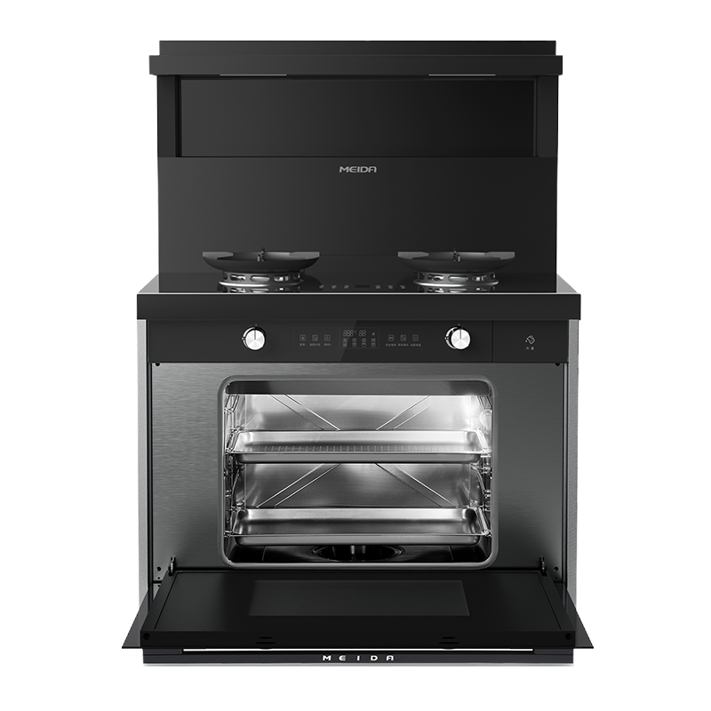 美大MEIDA蒸烤一体集成灶X70-ZK(970XZZ )侧吸下排 智能变频 自清洁钢化玻璃面板 烟灶套装(气源备注)