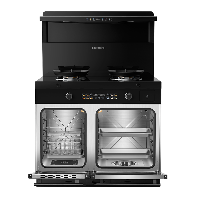 美大(MEIDA)X90-MAX(913ZZK)蒸烤分腔集成灶 挥手智控+语音 变频恒温置物台 烟灶套装天然气