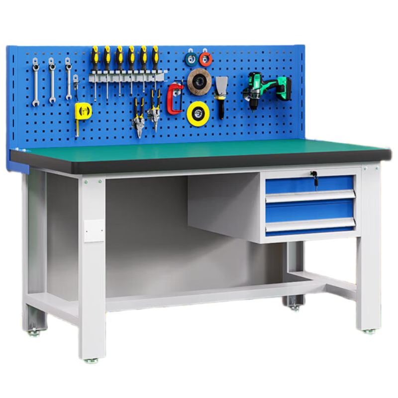 戴劲重型防静电工作台操作台车间多功能钳工维修桌2.1米吊二抽+单挂板
