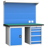 锦北重型防静电工作台操作台车间多功能检验台1.8米四抽一门+双挂板