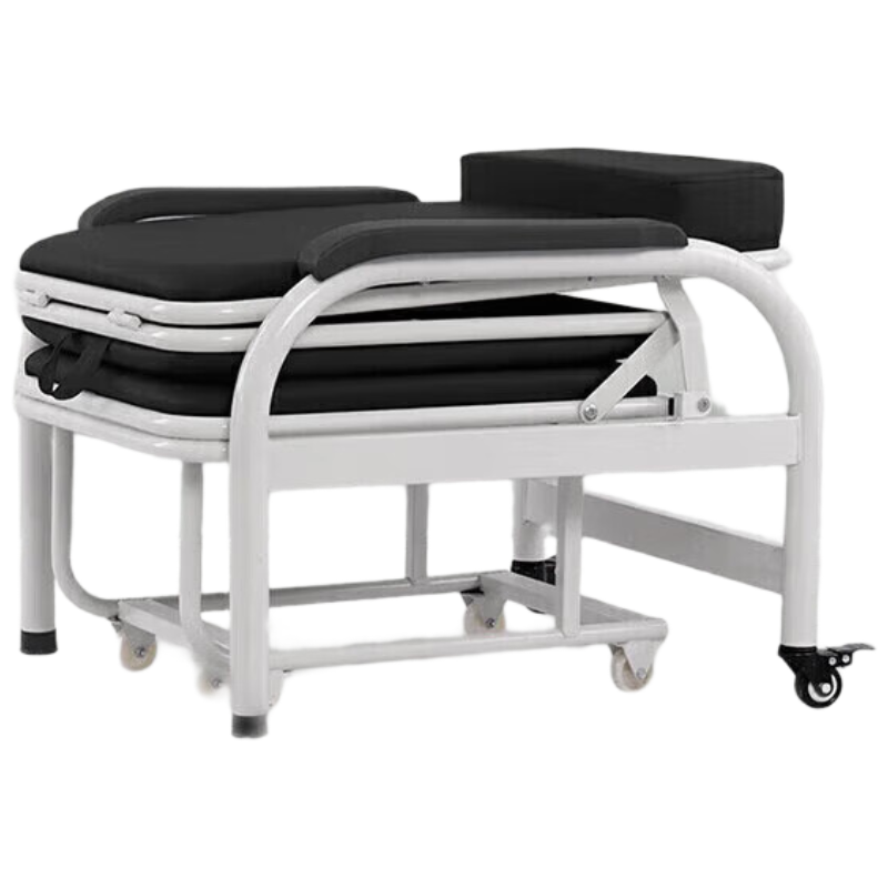 锦北护理椅多功能两用诊所椅输液陪护折叠床 折叠床护理椅-黑白免安装