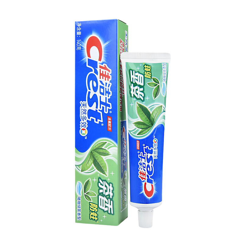 佳洁士牙膏140g*3支清新口气茶香防蛀牙盐白薄荷固齿多效草本水晶男女