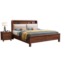 苏宁 质凡 宿舍公寓胡桃木带软包实木床气压结构/ZF-SMC064/1.8米*2米