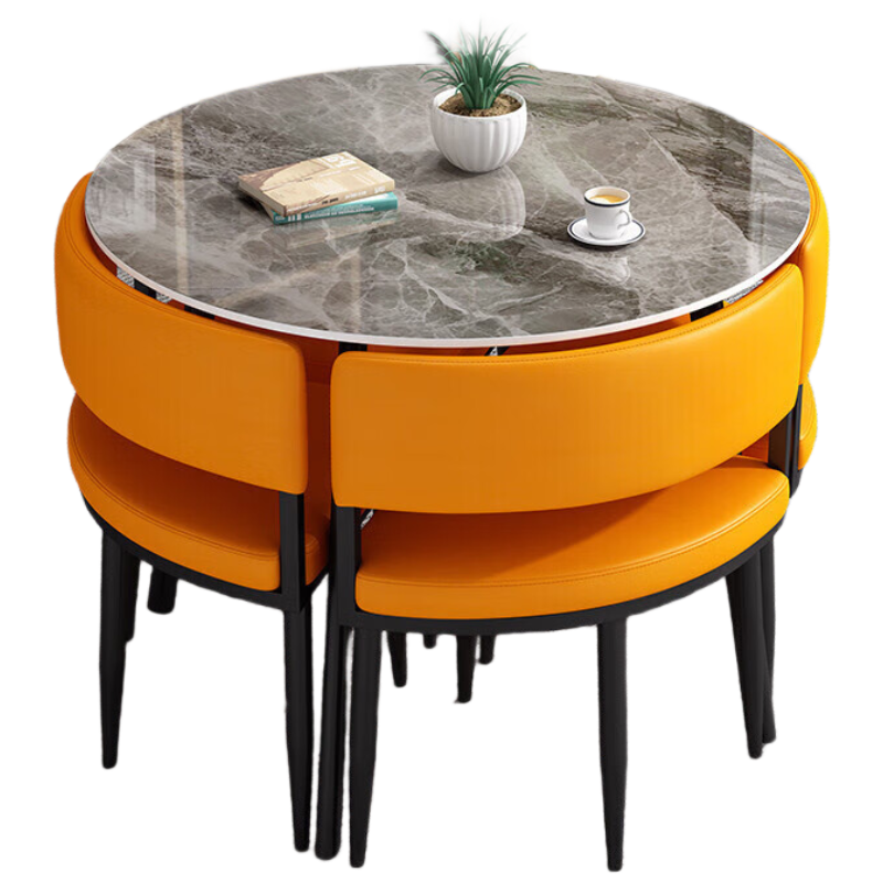 戴劲洽谈桌简约奶茶店桌椅组合休息区谈判桌会客接待桌圆桌组合四